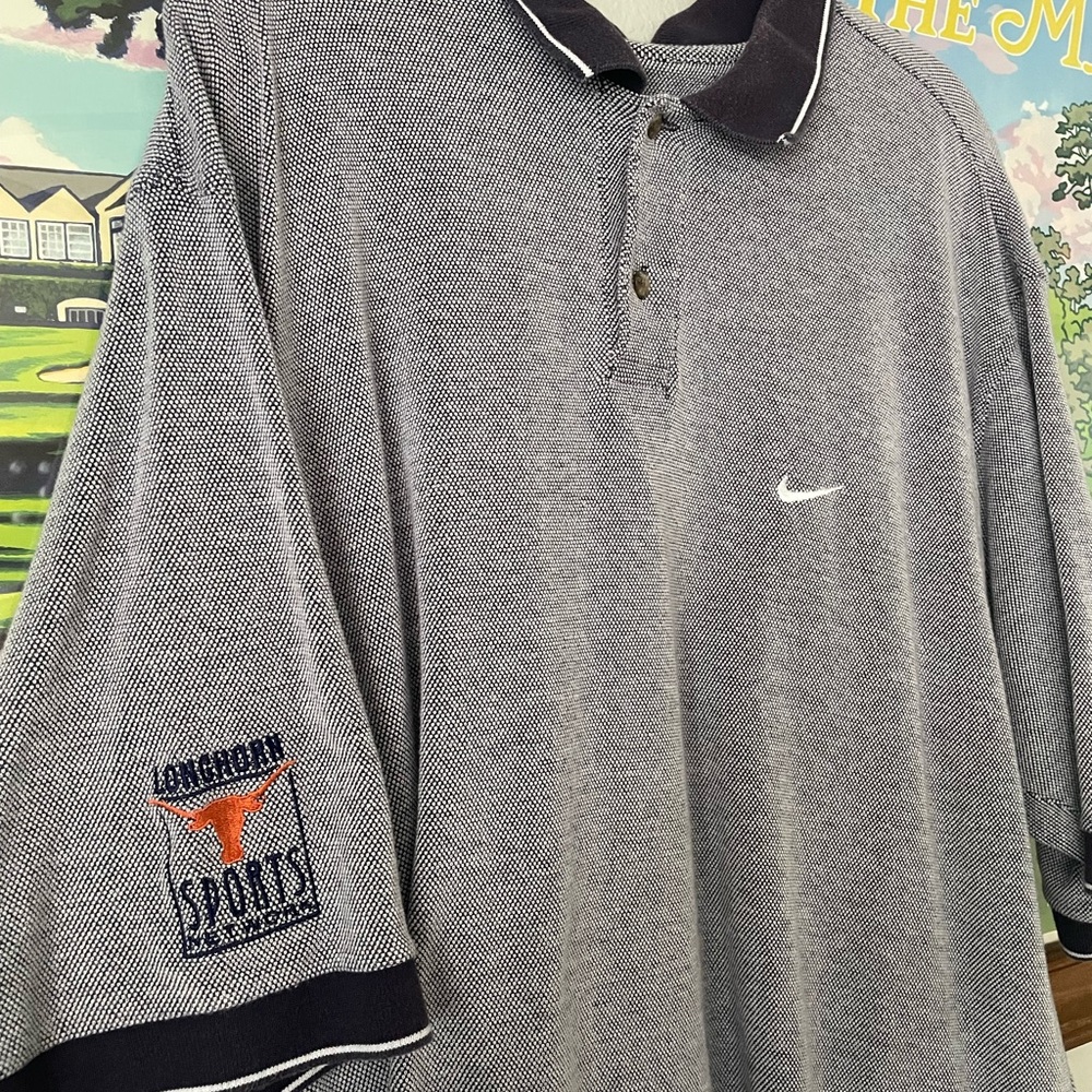 Vintage 90s Nike Golf Polo Shirt XXL Gray Texas Longhorns Sports Network Patch